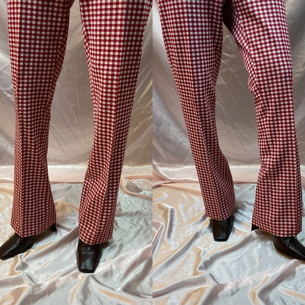 SOLD Vintage Red Gingham High Waisted Pants Sz M/L - Picture 4 of 10